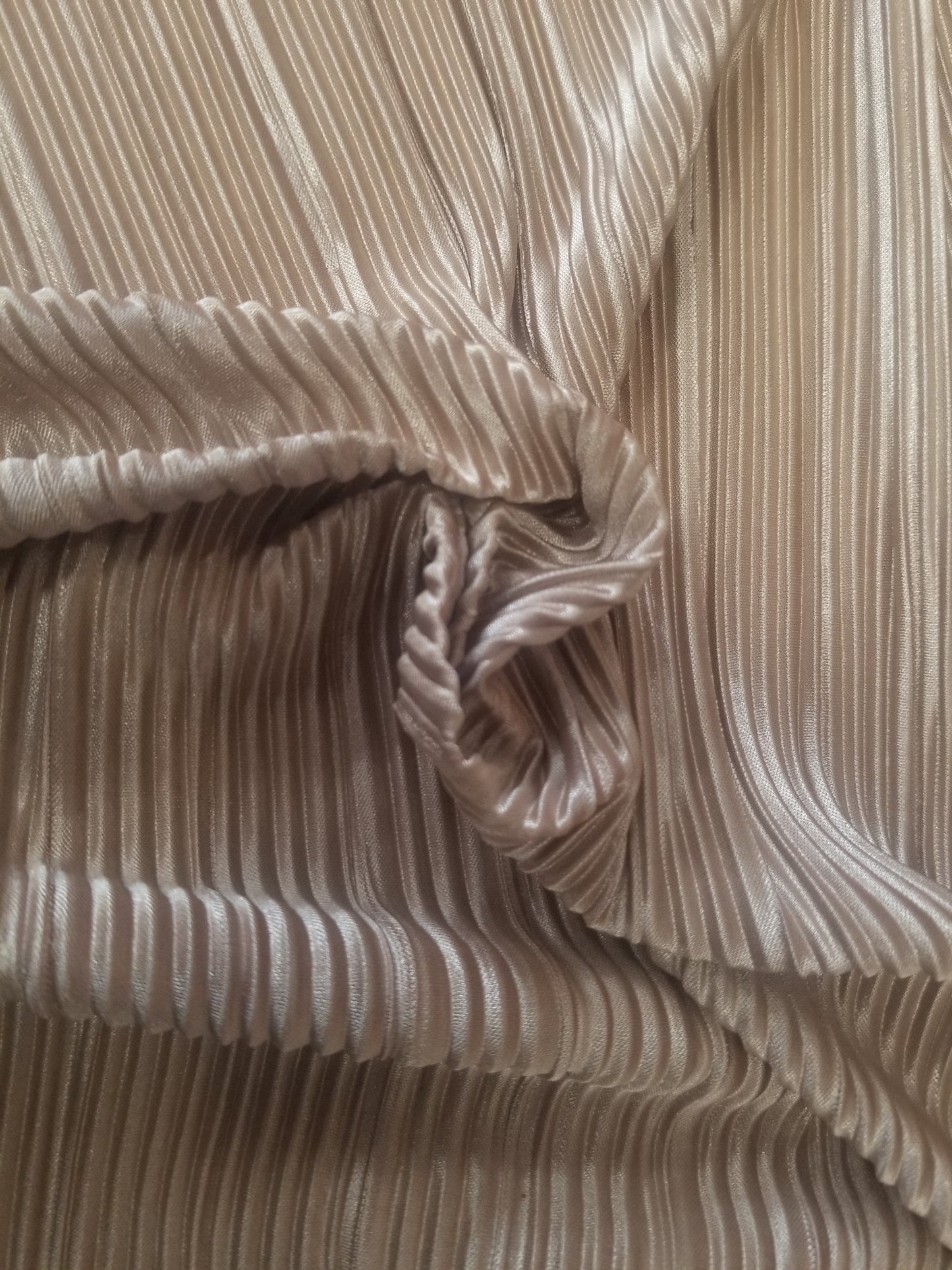 New Pure Blush Satin Pleated fabric sold by yard (60 ”width) Small Pleated Satin Fabric