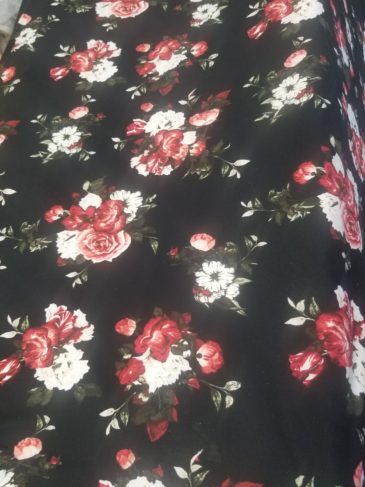 Floral Black Prints DTY Brushed Knit Fabric, Fabric by the Yards, Soft Jersey Fabric, Stretch Jersey knit