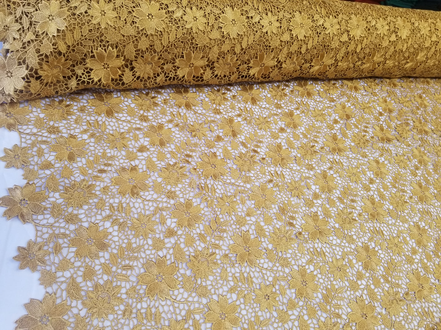 French Guipure Gold Lace for Bridal, Wedding, Special Occasion By The Yard
