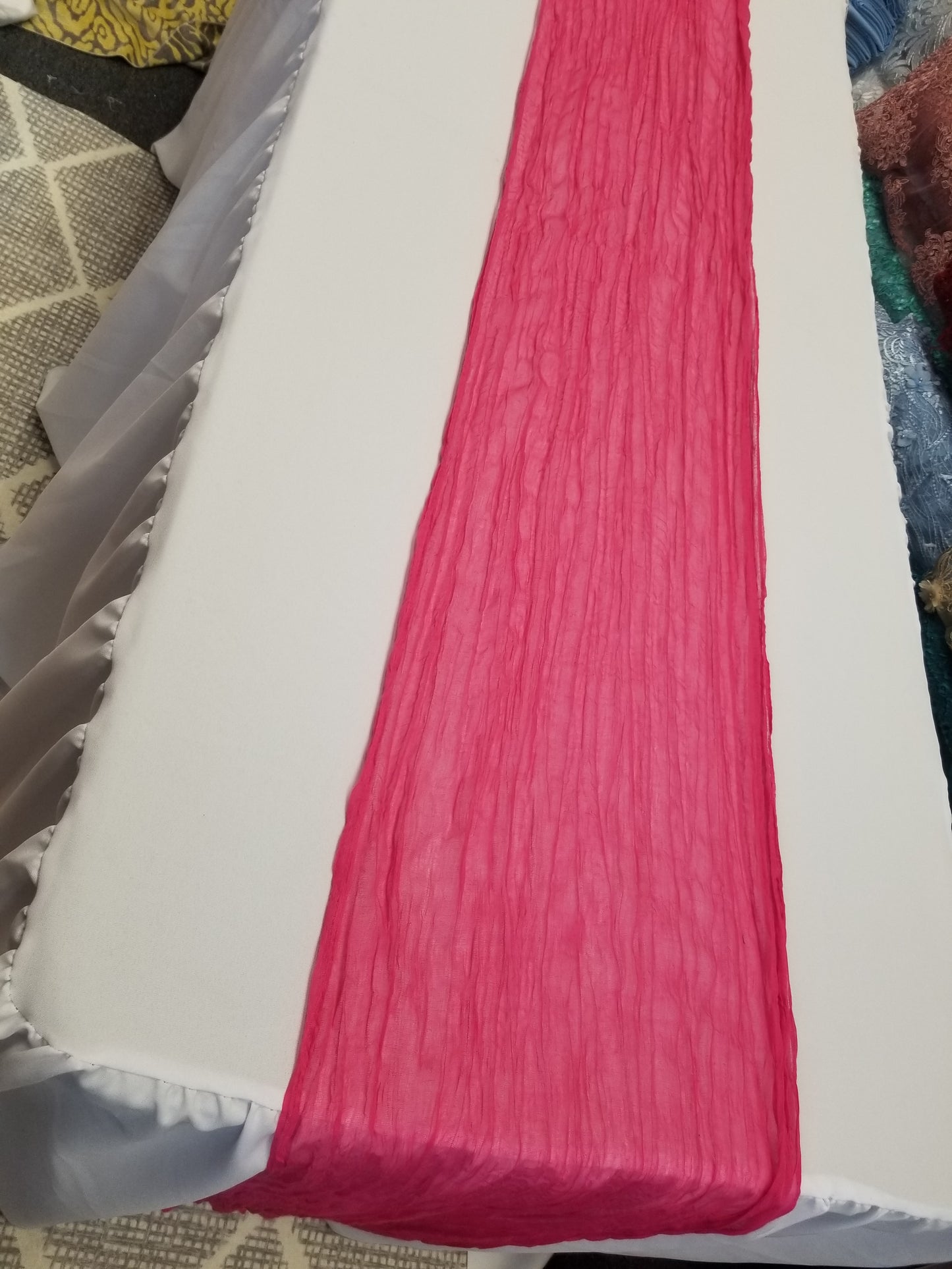 Fuschia Hand dyed Wedding runner, Gauze centerpieces rustic runner, Cheesecloth Bridal shower runner, Boho decoration, Table cotton scrim