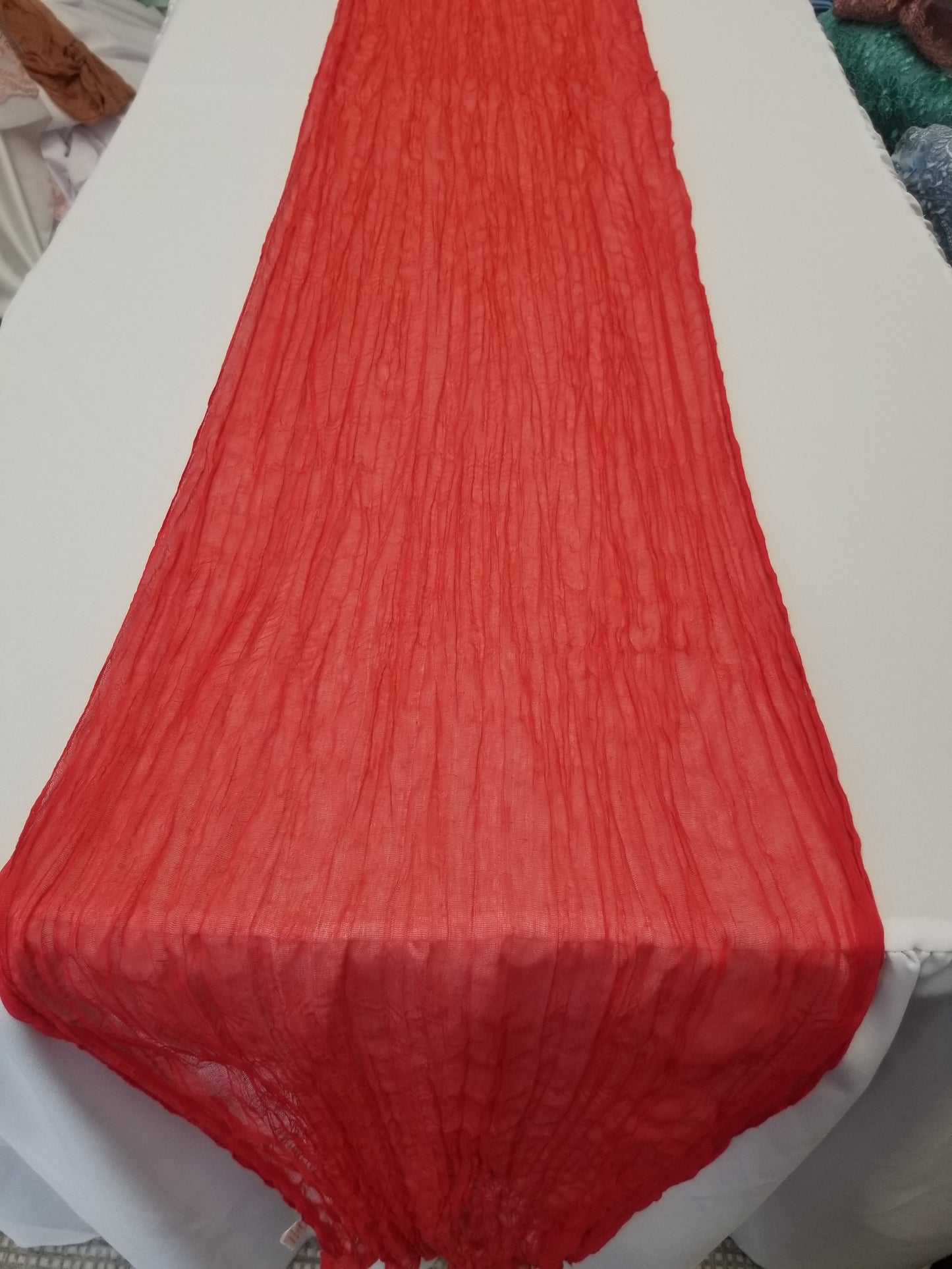 Red Hand dyed Wedding runner, Gauze centerpieces rustic runner, Cheesecloth Bridal shower runner, Boho decoration, Table cotton scrim