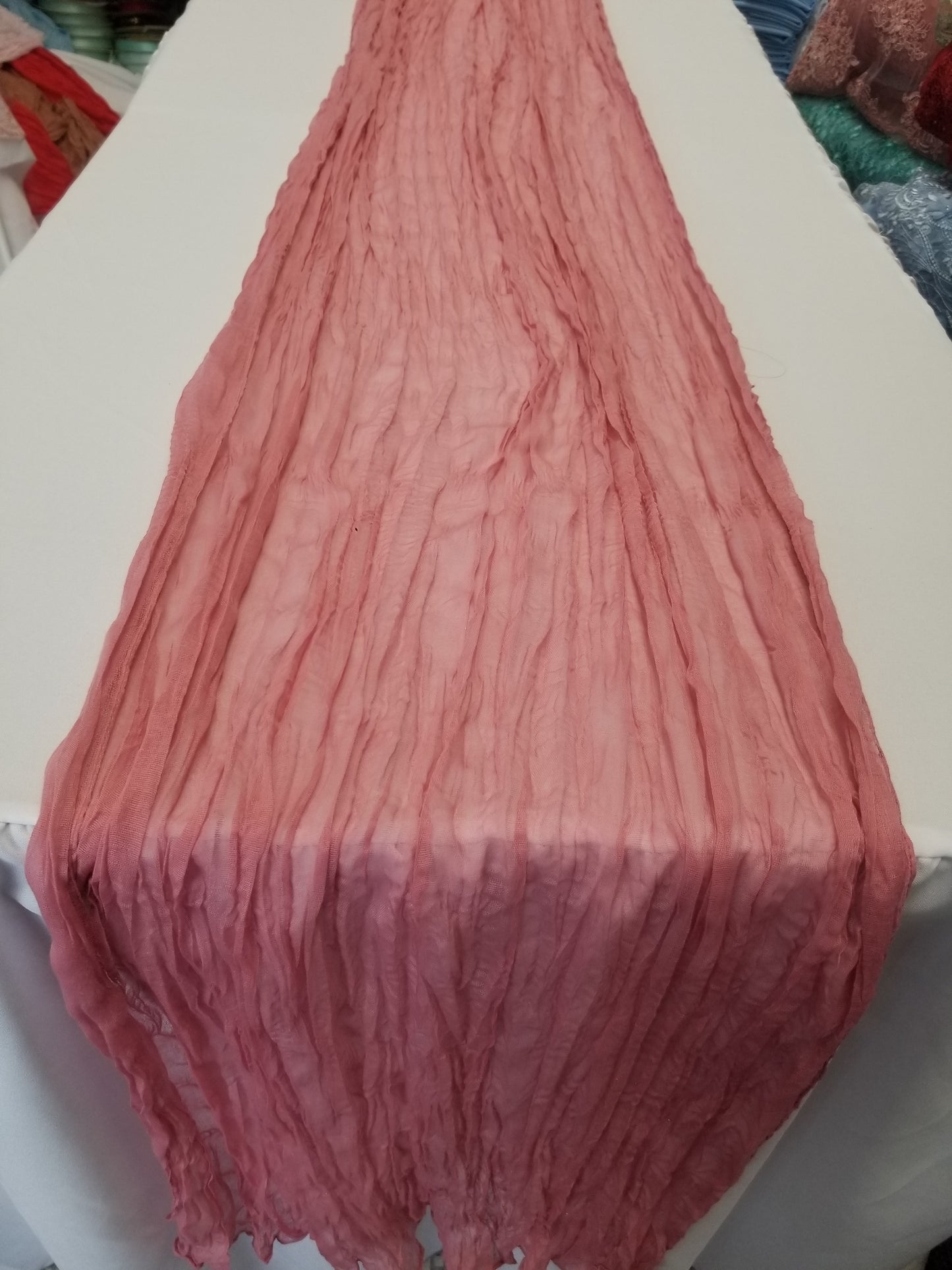Pink Hand dyed Wedding runner, Gauze centerpieces rustic runner, Cheesecloth Bridal shower runner, Boho decoration, Table cotton scrim