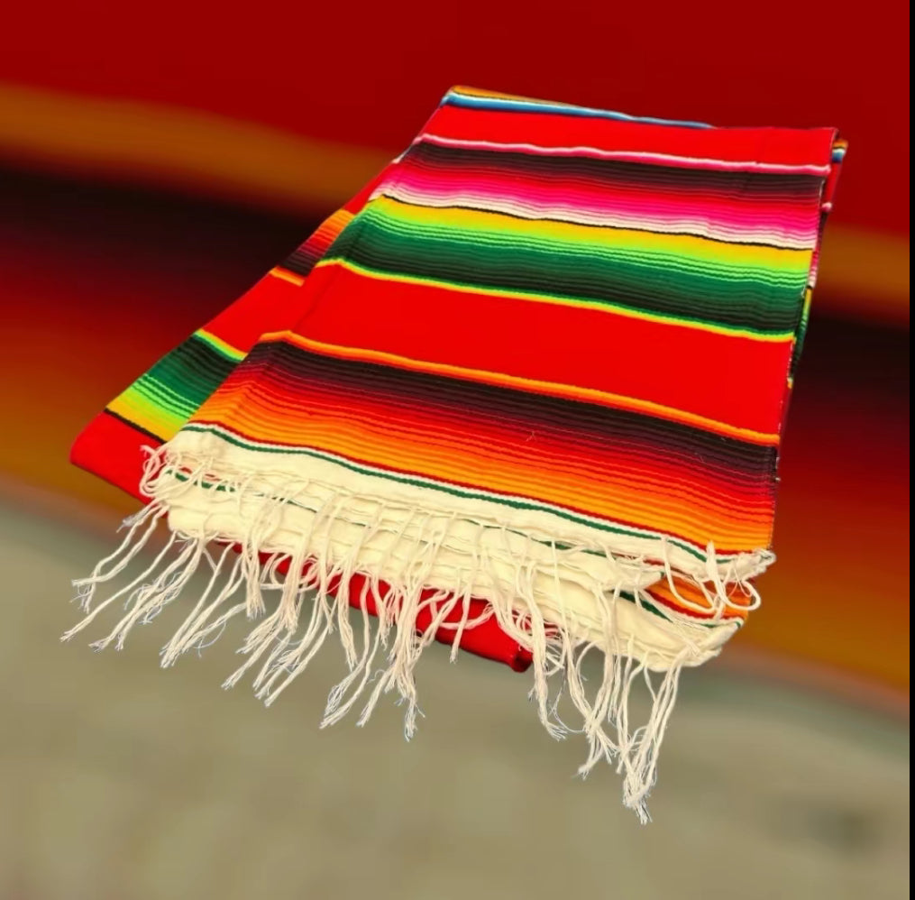 Authentic Serape Blanket, 1970s Mexican Textile, Southwestern Decor