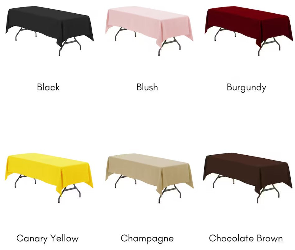 Assorted Polyester 60 x 102 inch Rectangular Tablecloths | Wedding Tablecloth, Catering Tablecloth