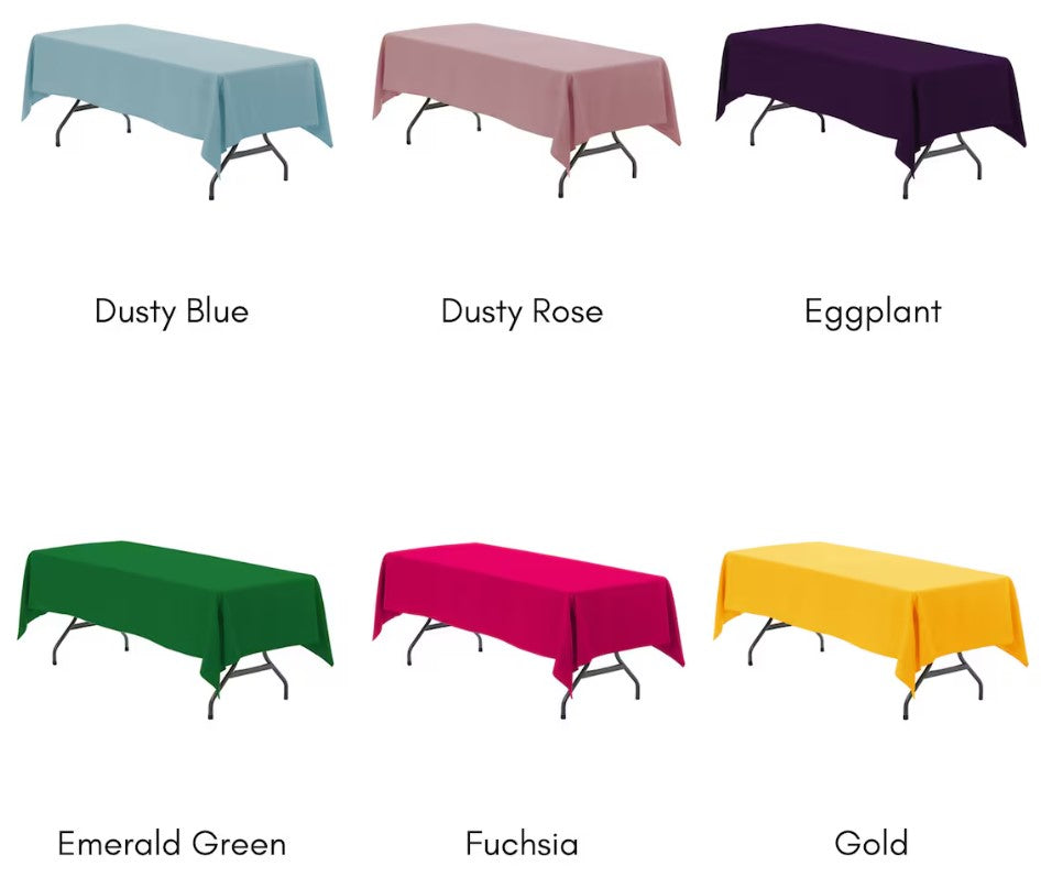 Assorted Polyester 60 x 102 inch Rectangular Tablecloths | Wedding Tablecloth, Catering Tablecloth