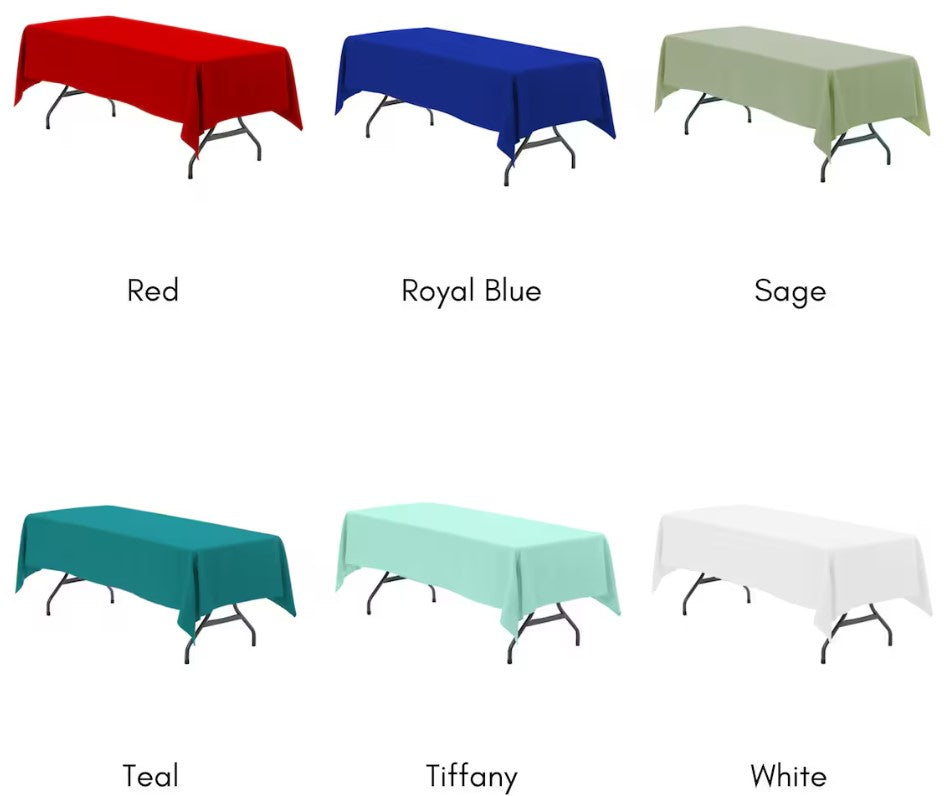 Assorted Polyester 60 x 102 inch Rectangular Tablecloths | Wedding Tablecloth, Catering Tablecloth