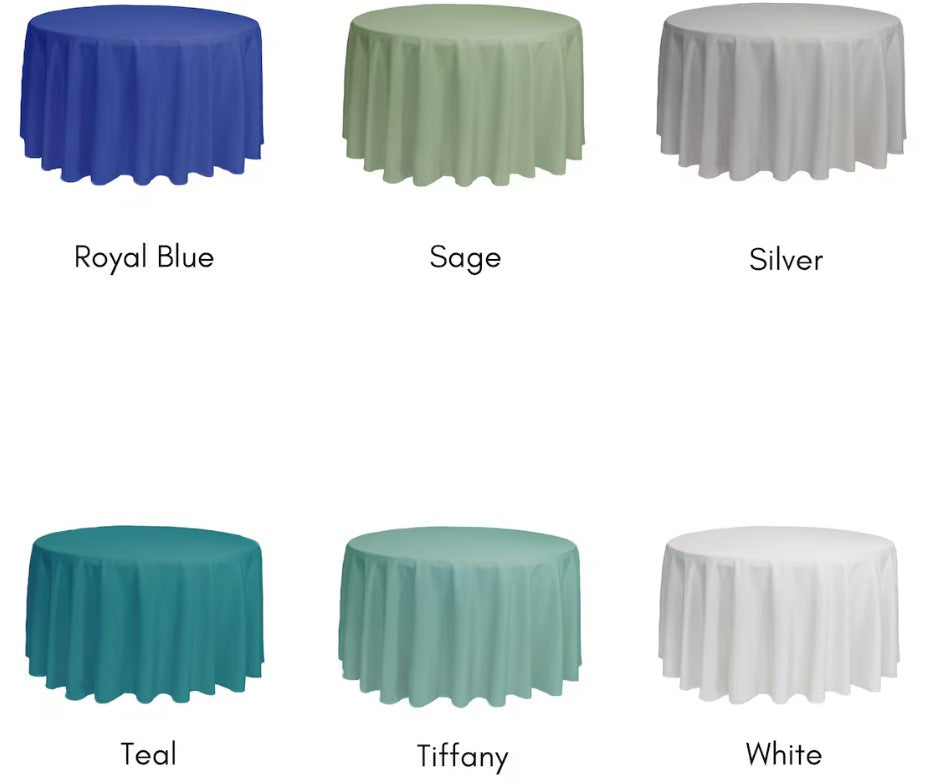 Assorted Polyester 132 Inch Round Table Cloth | Wedding Tablecloth
