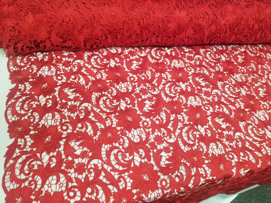 Red African Lace Fabric High Quality French Tulle Lace Sequined For Wedding Party Dress Nigerian Lace Fabric