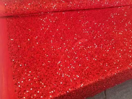 Red Sequins Stretch Velvet Fabric | 58" Wide | Sequins Spandex Velour Apparel, Costume, Scrunchies, Events, Dance Wear Fabric | Sequins Velvet