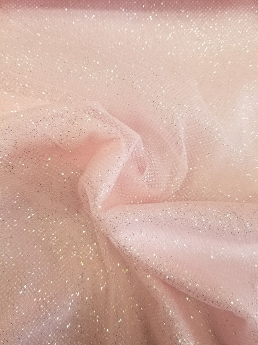 Pink Glitter Tulle Fabric by the Yard, Wholesale Sparkle Mesh, Shimmer Fabric for Wedding Gown, Decor, Backdrop etc.