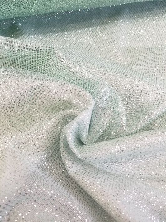 Mint Green Glitter Tulle Fabric by the Yard, Wholesale Sparkle Mesh, Shimmer Fabric for Wedding Gown, Decor, Backdrop etc.