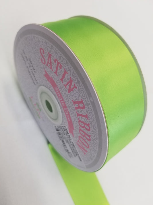 Lime Green Double Faced Satin Ribbon, 1-1/2-inch, 50 yard per roll