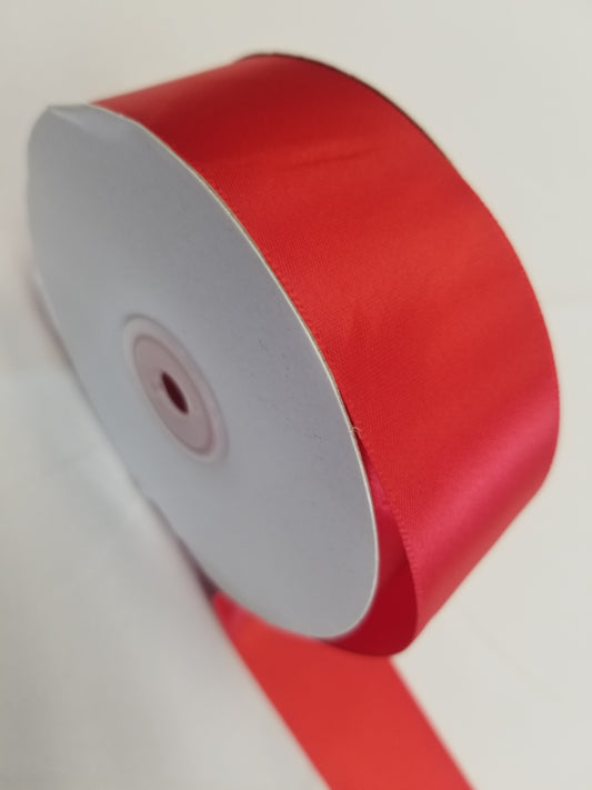 Red Double Faced Satin Ribbon, 1-1/2-inch, 50 yard per roll