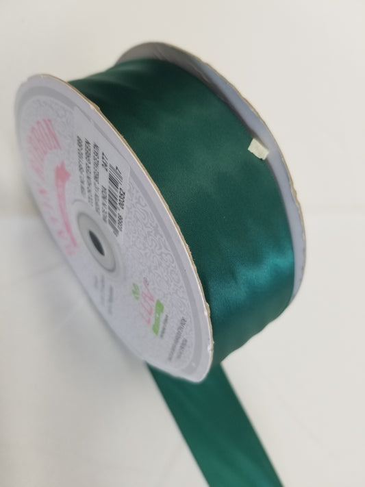 Hunter Green Double Faced Satin Ribbon, 1-1/2-inch, 50 yard per roll