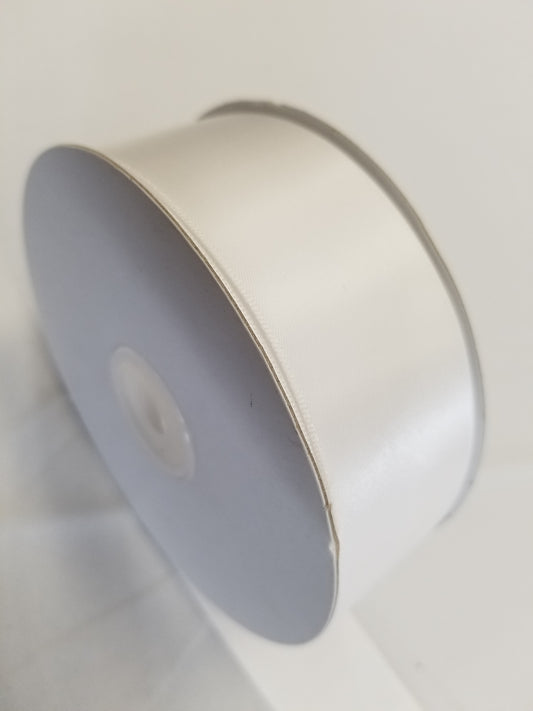 White Double Faced Satin Ribbon, 1-1/2-inch, 50 yard per roll