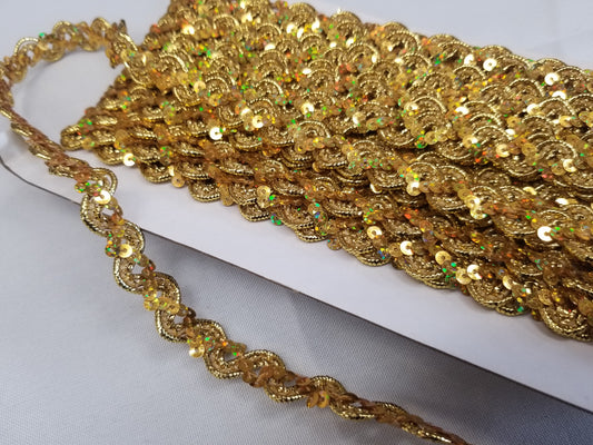 Gold ribbon braid 10mm | 20mm, gold metallic thread braid, gold embroidery trim, Moroccan Sfifa, lace, ethnic vintage haberdashery 15 yards