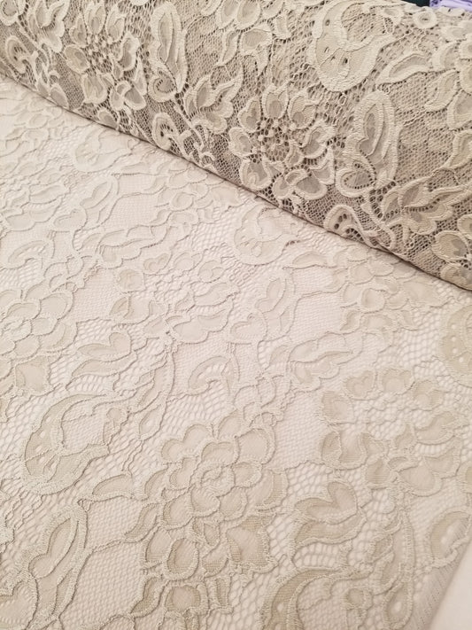Natural 4 way Stretch Fabric Soft Elastic Floral Lace Fabric, Evening Dress Lace Fabric Sold by Yard