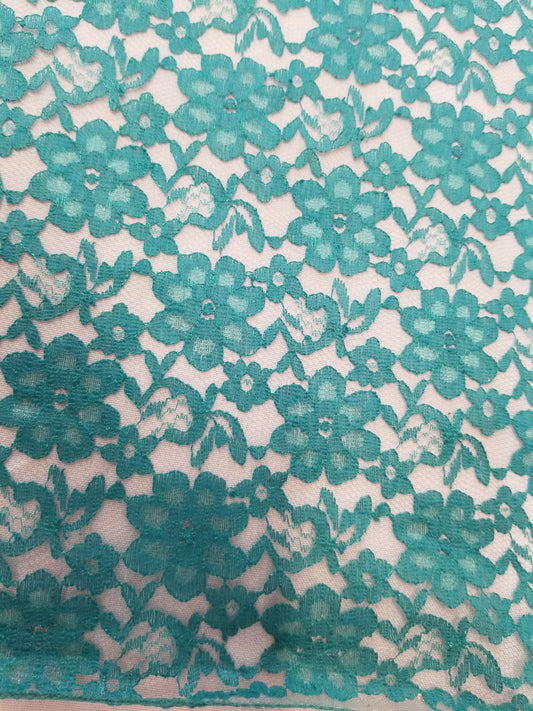 Dark Mint Green 58/60" Raschel lace fabric Sold by the Yard