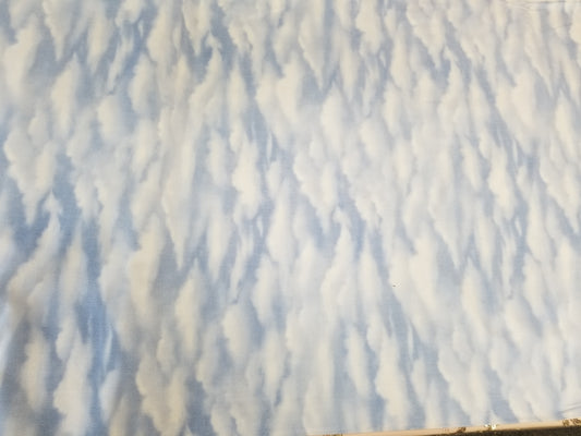 Sky Blue Clouds 100% Cotton , Eco-print, Printed Cotton Fabric, Width 45"