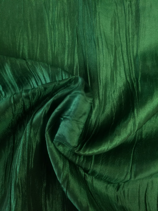 Crushed Taffeta Fabric - Hunter Green - 54" Width Sold by The Yard Creased Clothing Decorations Crafts