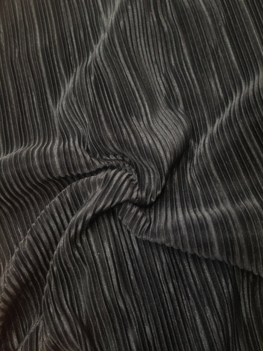 New Pure Black Satin Pleated fabric sold by yard (60 ”width) Small Pleated Satin Fabric