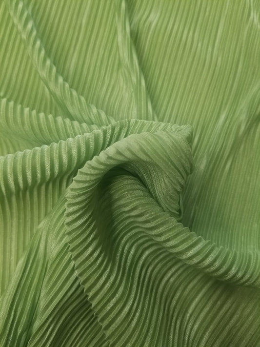 New Pure Lime Green Satin Pleated fabric sold by yard (60 ”width) Small Pleated Satin Fabric