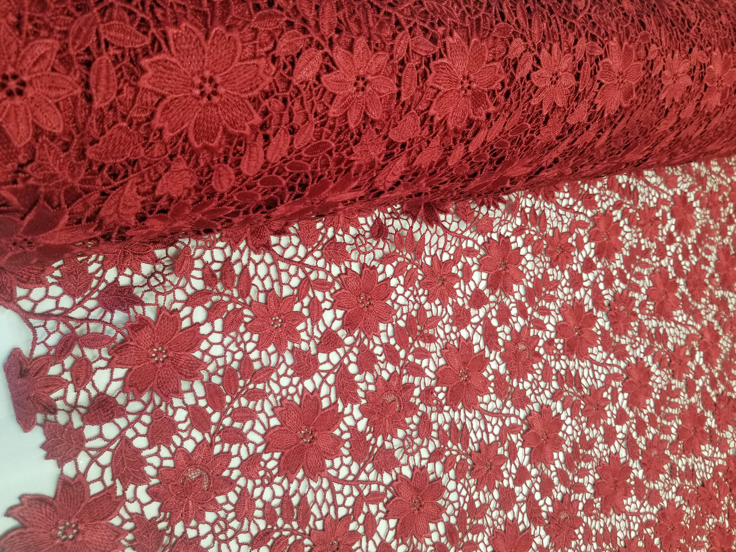 French Guipure Burgundy Lace for Bridal, Wedding, Special Occasion By The Yard