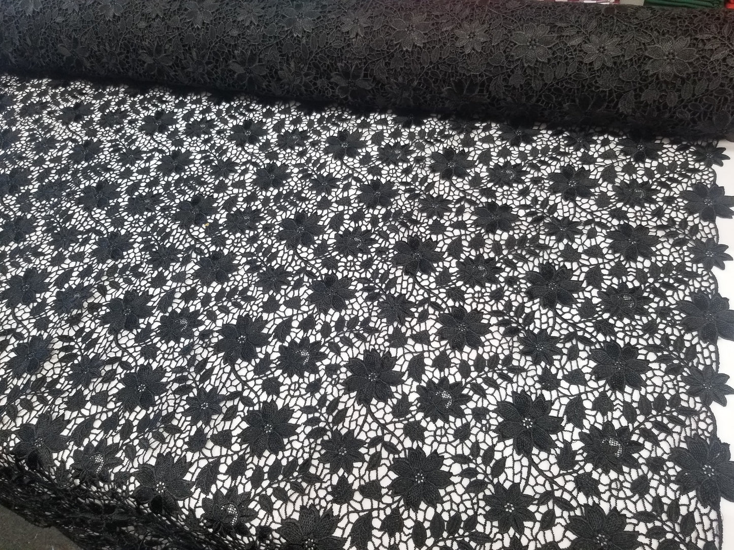 French Guipure Black Lace for Bridal, Wedding, Special Occasion By The Yard