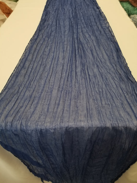 Royal Blue Hand dyed Wedding runner, Gauze centerpieces rustic runner, Cheesecloth Bridal shower runner, Boho decoration, Table cotton scrim