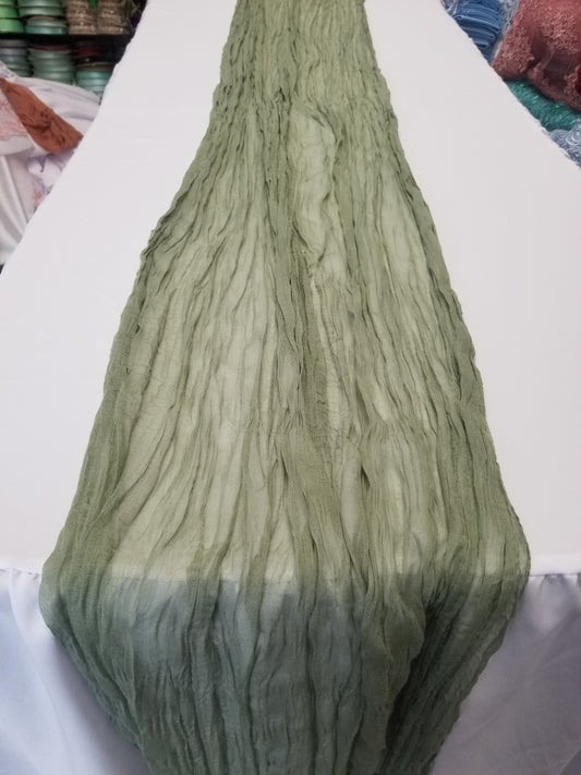 Sage Hand dyed Wedding runner, Gauze centerpieces rustic runner, Cheesecloth Bridal shower runner, Boho decoration, Table cotton scrim