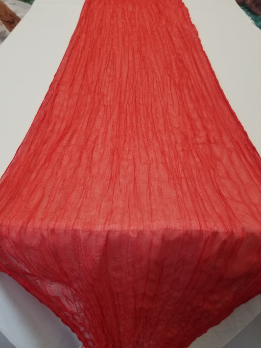 Red Hand dyed Wedding runner, Gauze centerpieces rustic runner, Cheesecloth Bridal shower runner, Boho decoration, Table cotton scrim