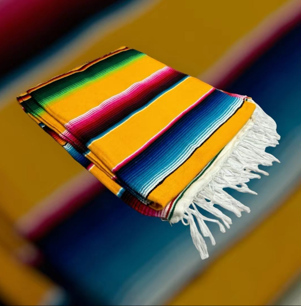 Authentic Serape Blanket, 1970s Mexican Textile, Southwestern Decor