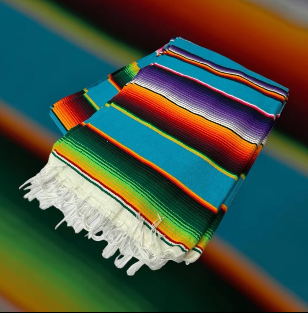 Authentic Serape Blanket, 1970s Mexican Textile, Southwestern Decor