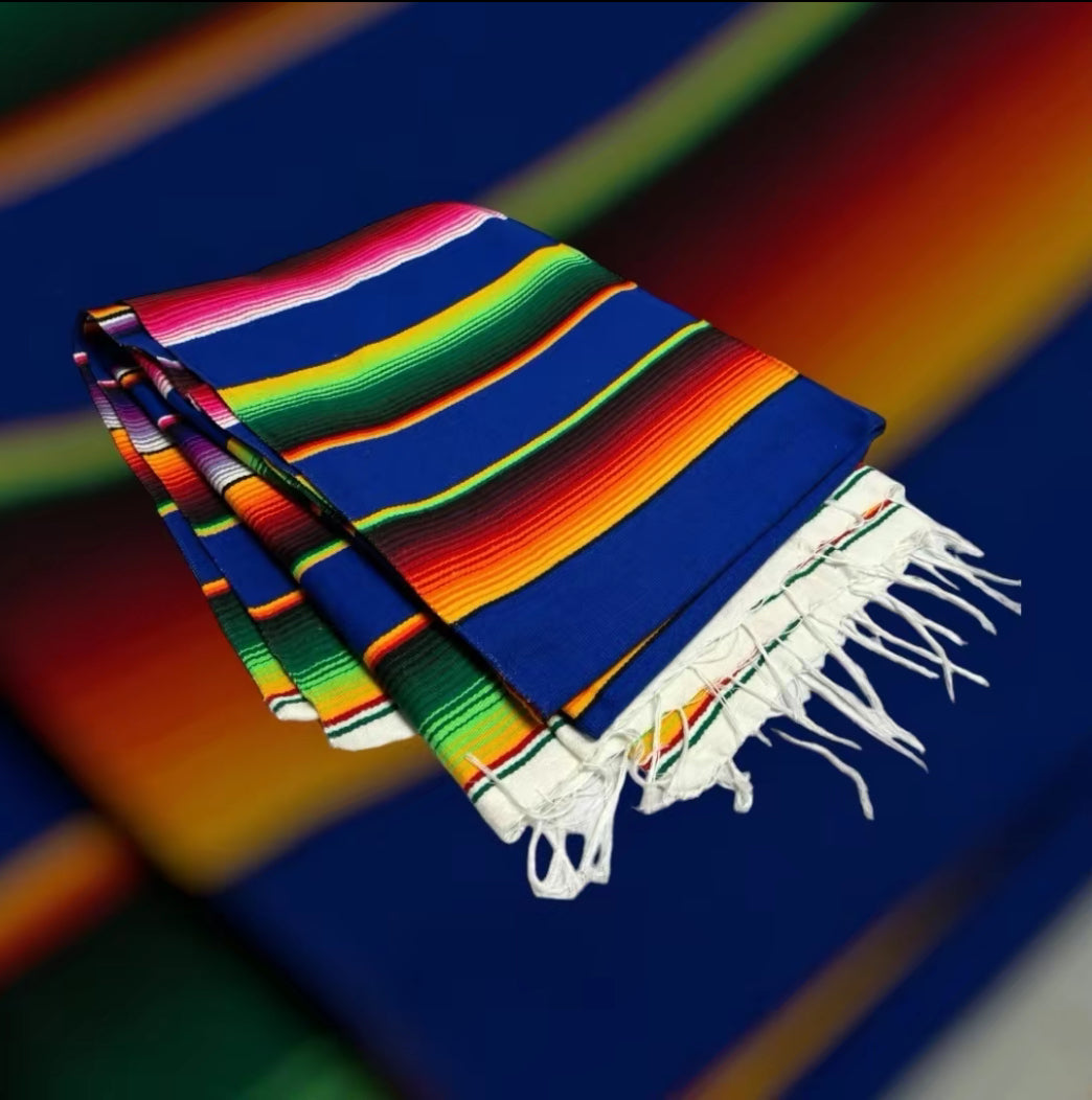 Authentic Serape Blanket, 1970s Mexican Textile, Southwestern Decor