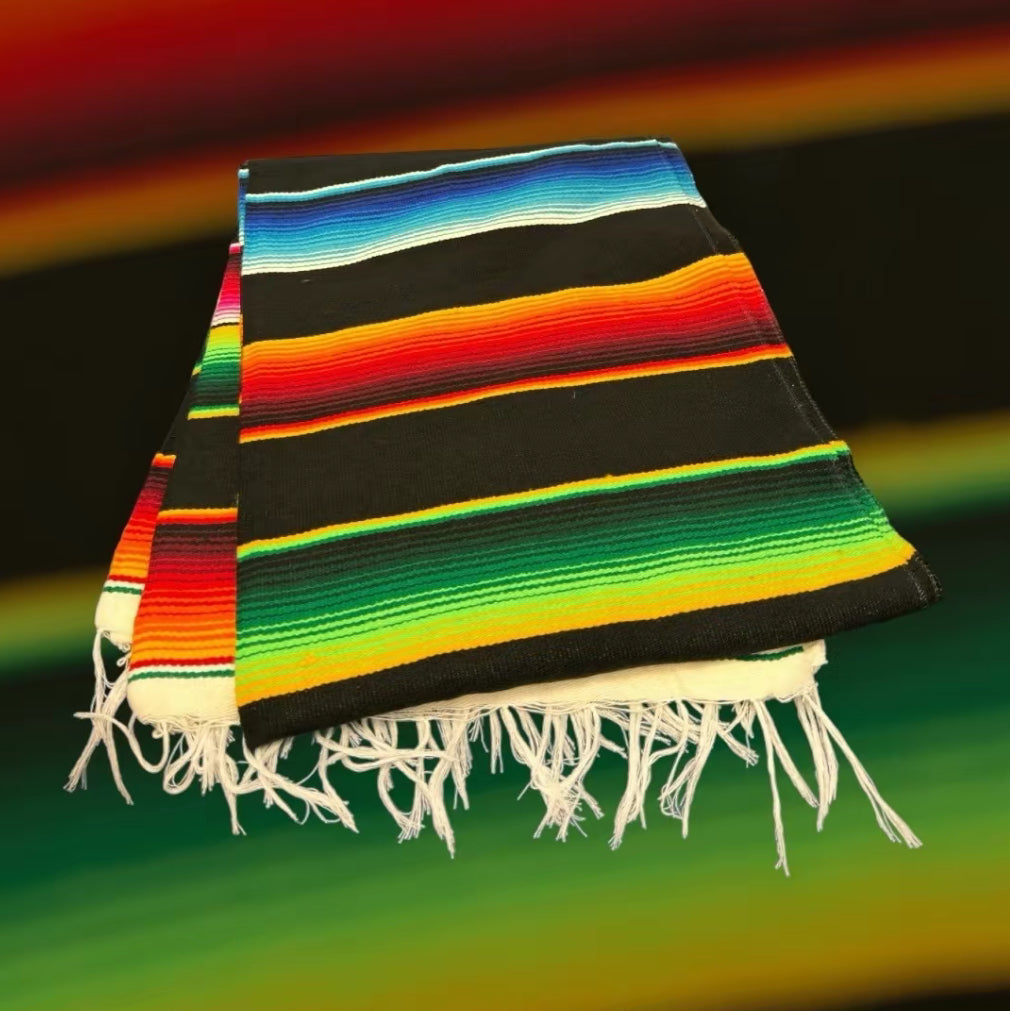 Authentic Serape Blanket, 1970s Mexican Textile, Southwestern Decor