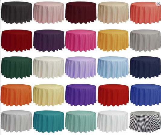 Assorted Polyester 120 Inch Round Table Cloth | Wedding Tablecloth