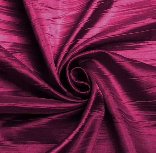 Crushed Taffeta Fabric - Magenta - 54" Width Sold by The Yard Creased Clothing Decorations Crafts