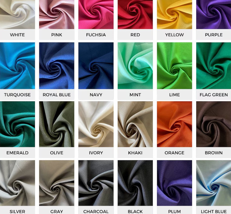 120'' Width  Poly Poplin Polyester Assorted Colors Fabric by the Yard